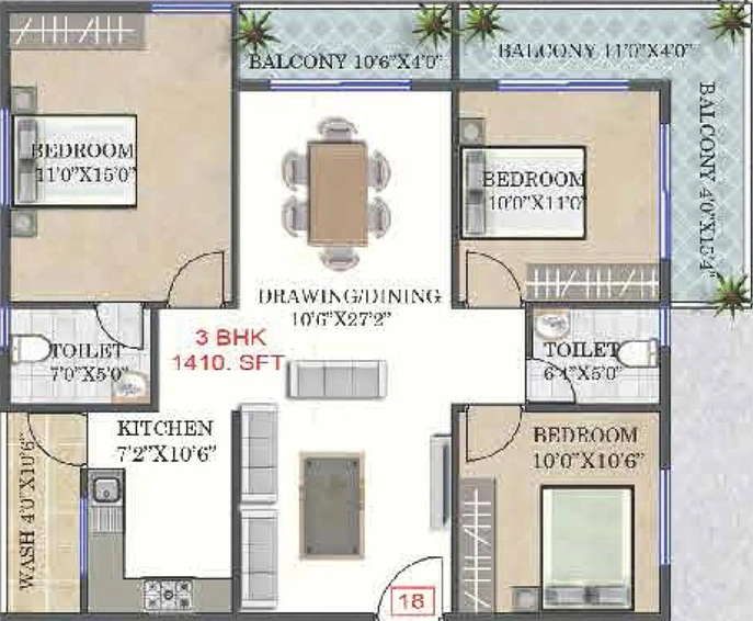 3 BHK Flat in LVS Gardenia in KR Puram, Bangalore - Image 807033