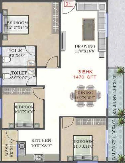 3 BHK Flat in LVS Gardenia in KR Puram, Bangalore - Image 807034