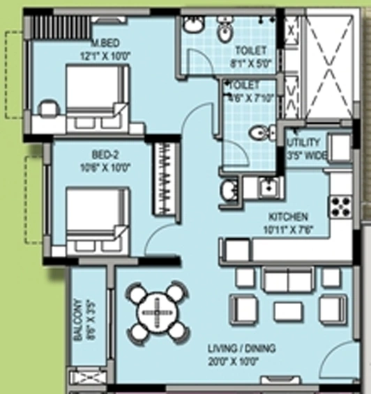 2 BHK Flat in XS Real Symphony in Padur, Chennai - Image 807084