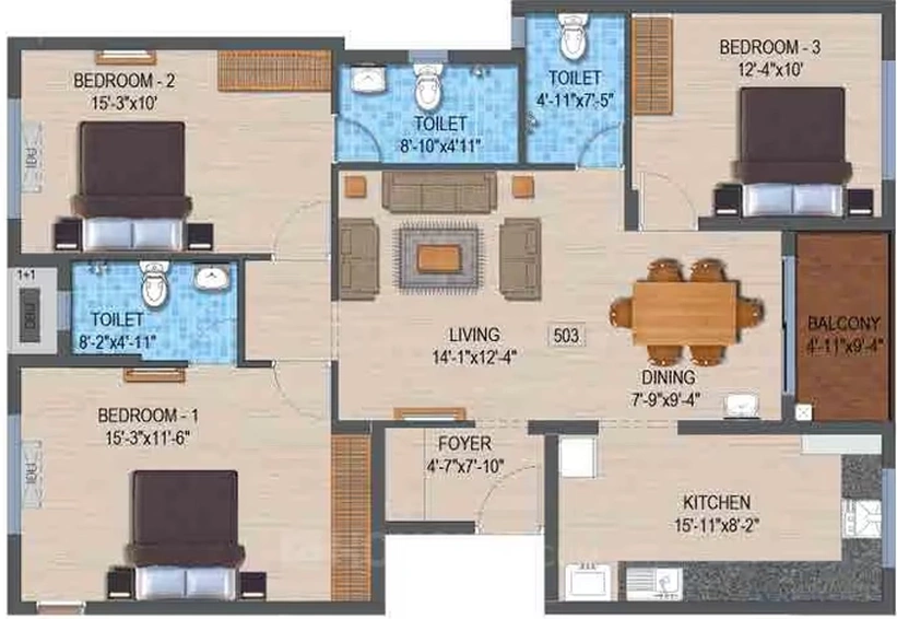 3 BHK Flat in Marutham Breeze in Tambaram, Chennai - Image 807133