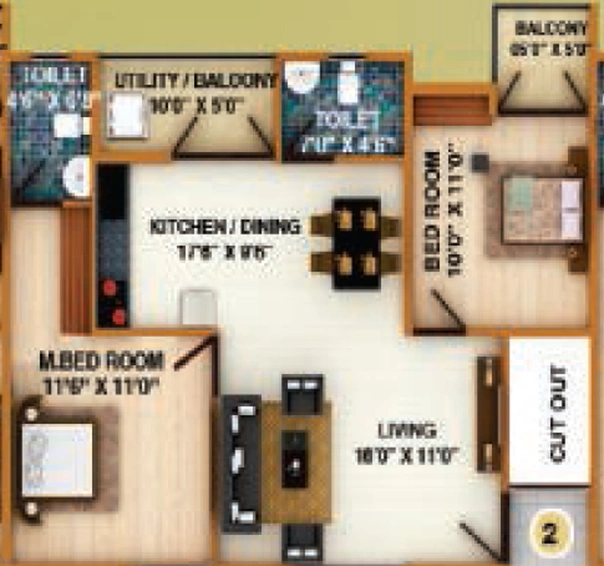 2 BHK Flat in DS MAX Silver Oak in Electronic City, Bangalore - Image 807145