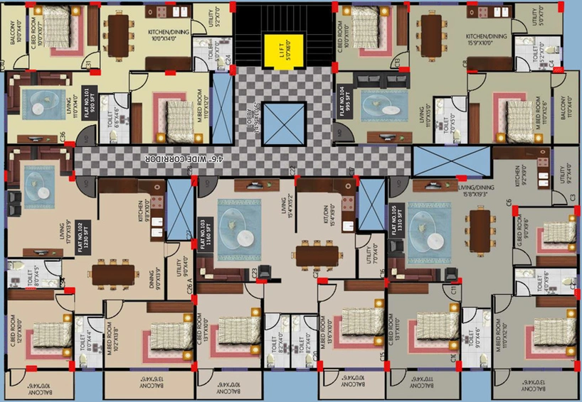 Floor Plan of Manjunatha Classic in Bannerghatta, Bangalore - Image 144183