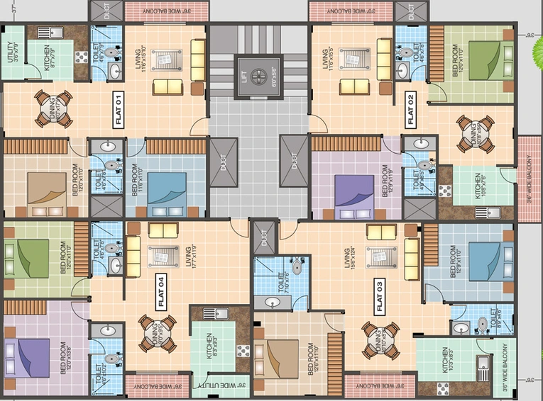 Floor Plan of Bhumika Paradise in Padmanabhanagar, Bangalore - Image 143255