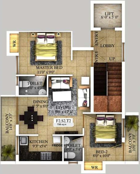 2 BHK Flat in L Orange Illanthendral in Chitlapakkam, Chennai - Image 807189