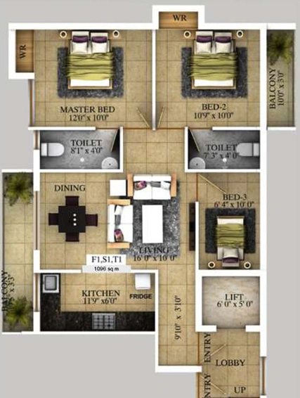 3 BHK Flat in L Orange Illanthendral in Chitlapakkam, Chennai - Image 807190