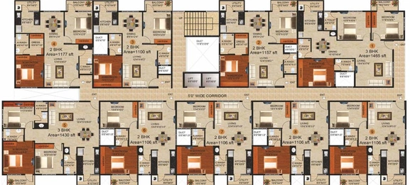Floor Plan of A Peace Paramount in Yelahanka, Bangalore - Image 139493