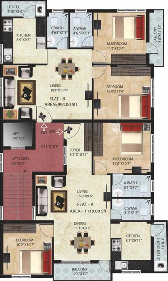 Floor Plan of A Peace Pearl in Nagarbhavi, Bangalore - Image 139542