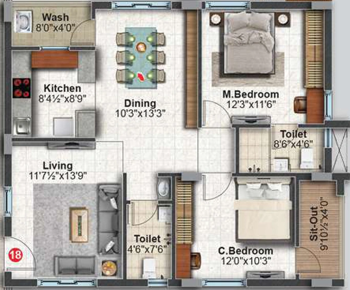 2 BHK Flat in Aravind Balaji Divine in Kompally, Hyderabad - Image 807294