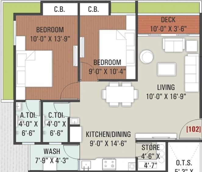 2 BHK Flat in Aadinath Swapna Shrusti in Bhimrad, Surat - Image 663662