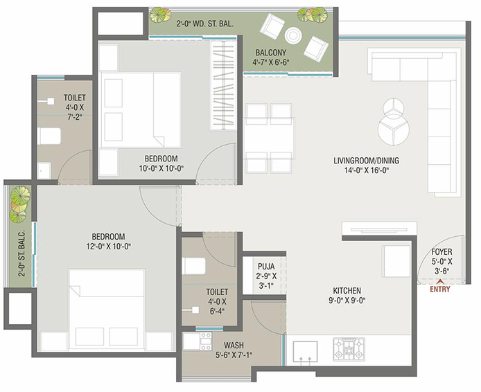 2 BHK Flat in Shree Hari Darshan Sky in Chhani, Vadodara - Image 663744