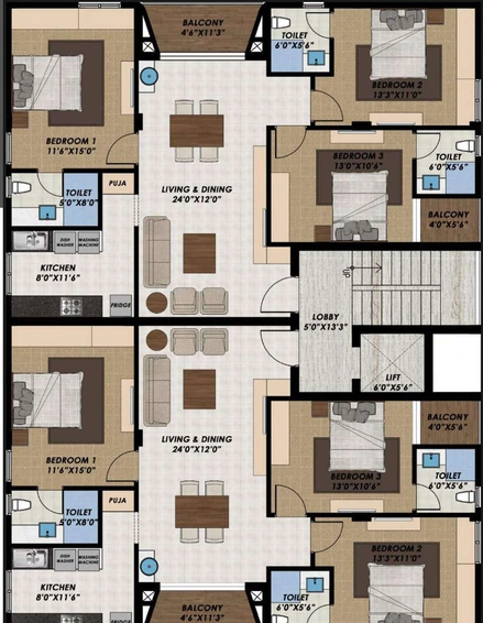 Floor Plan of Honour Falcon Eyrie in Besant Nagar, Chennai - Image 139747