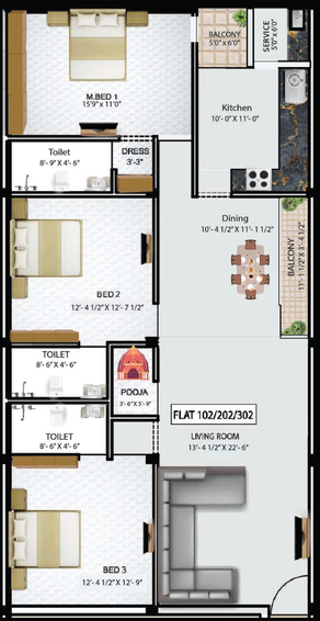 3 BHK Flat in Galaxy Ramakrishna in Tondiarpet, Chennai - Image 807406