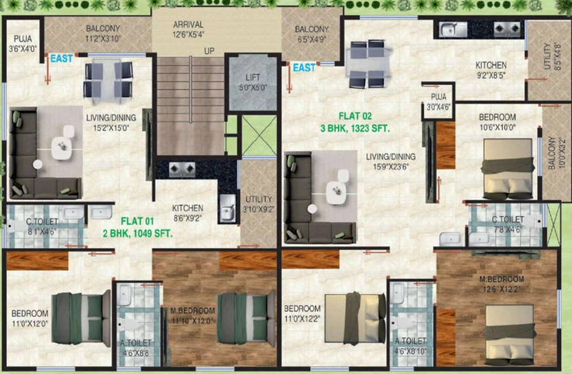 Floor Plan of Aishwaryam Greens in Bannerghatta, Bangalore - Image 140014