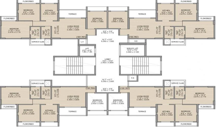 Floor Plan of Bhumiraj Hills in Belapur, Navi Mumbai - Image 140058