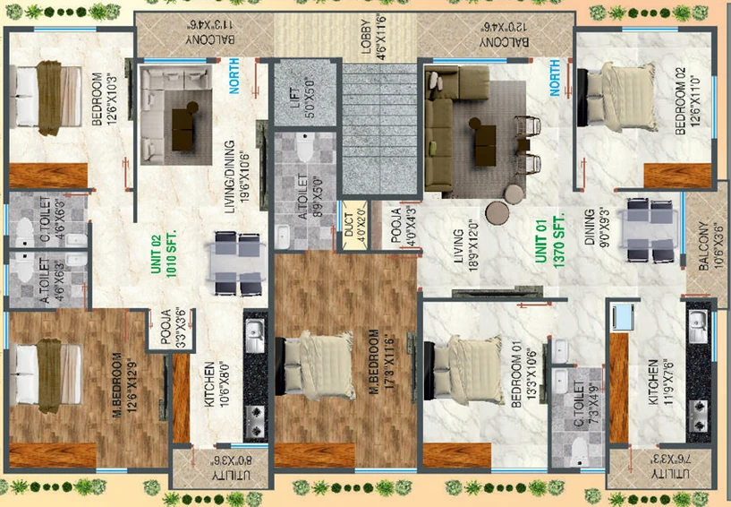 Floor Plan of Lavish Dev Residency in Bannerghatta, Bangalore - Image 140081