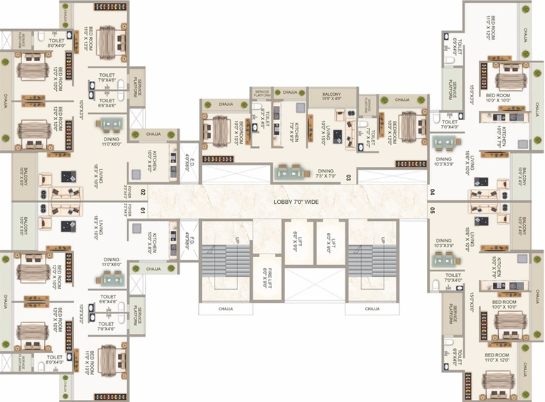 Floor Plan of AK Hitech Sapphire in Kharghar, Navi Mumbai - Image 140088