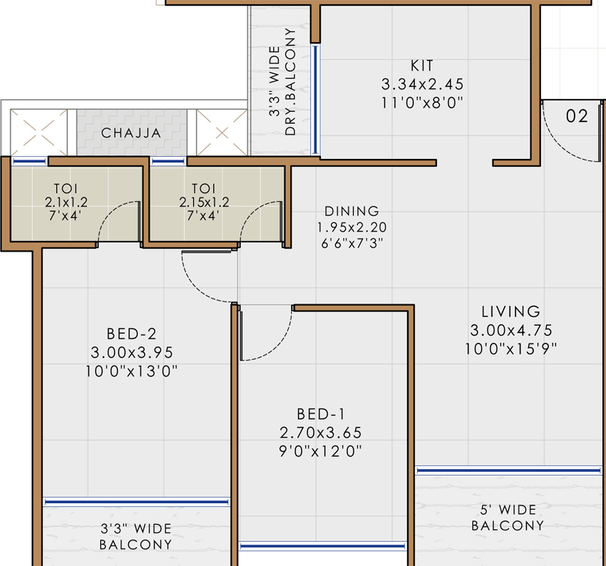 2 BHK Flat in Pote Pallacio in Kharghar, Navi Mumbai - Image 807484