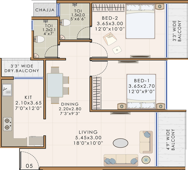 2 BHK Flat in Pote Pallacio in Kharghar, Navi Mumbai - Image 807485