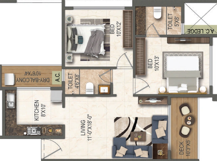 2 BHK Flat in Kamdhenu Vogue in Sanpada, Navi Mumbai - Image 807492