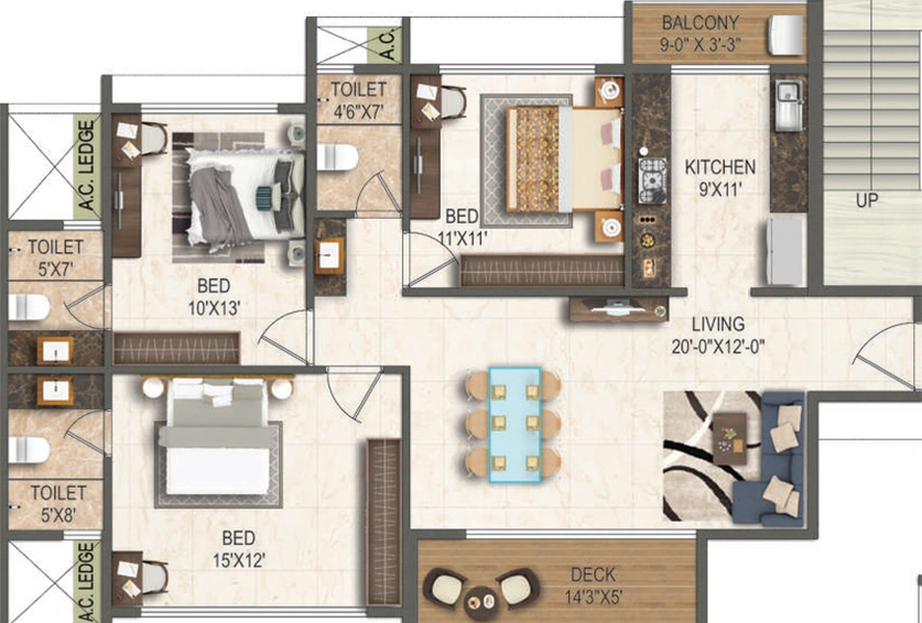 3 BHK Flat in Kamdhenu Vogue in Sanpada, Navi Mumbai - Image 807494