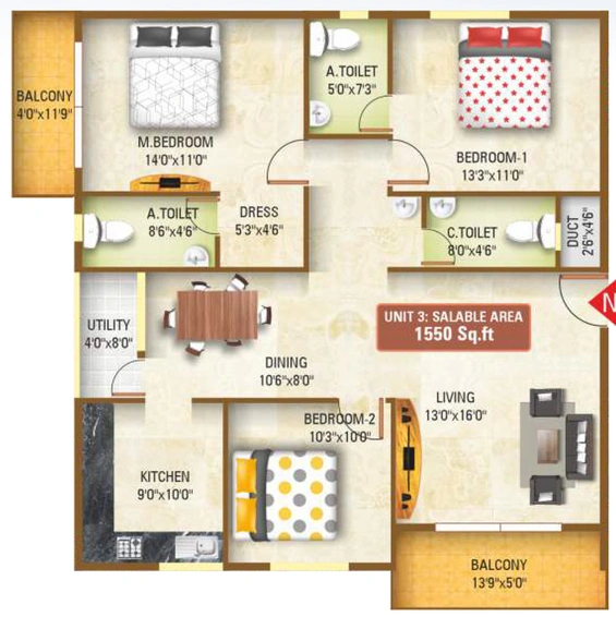 3 BHK Flat in Sai Nandana GP Pride in Bannerghatta, Bangalore - Image 807503