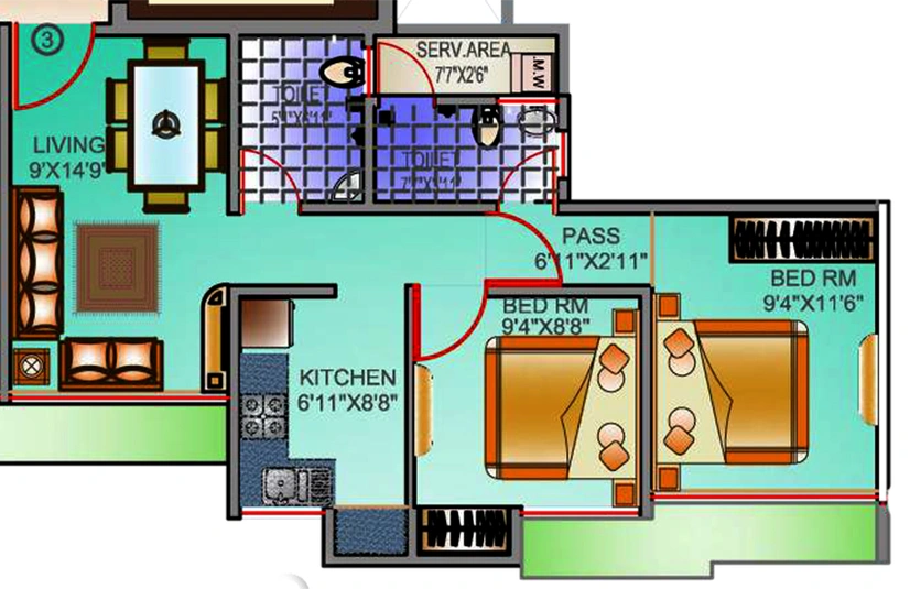 2 BHK Flat in Kavya Park in Thane West, Thane - Image 815356