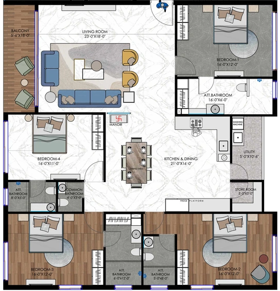 4 BHK Flat in Rajhans Eronzza in Althan, Surat - Image 664128