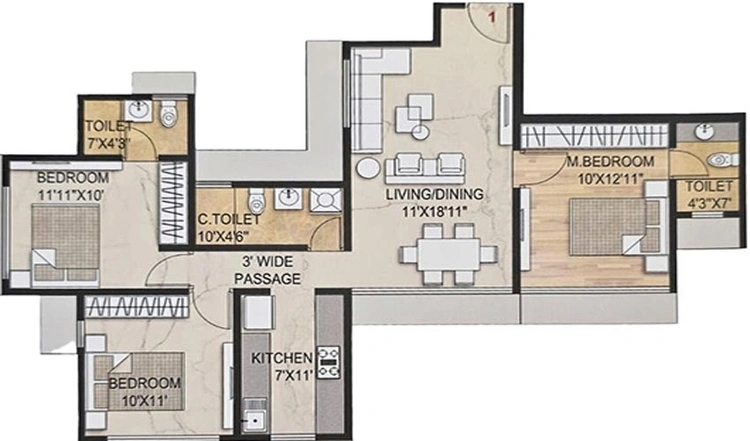 3 BHK Flat in Proviso Maplewoods in Airoli, Navi Mumbai - Image 807525