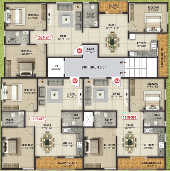 Floor Plan of Sri Balaji Kancharla Grand in Kalkere, Bangalore - Image 140367