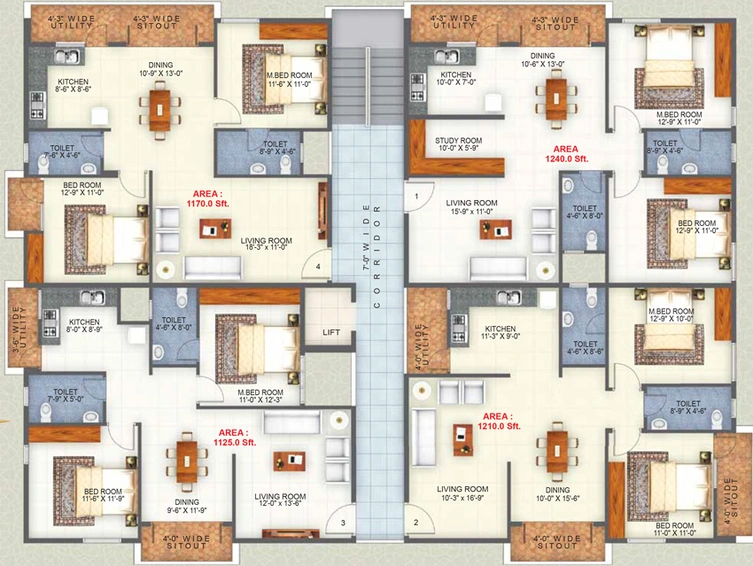 Floor Plan of Suvega Nakshatra Amrutha Residency in Ramamurthy Nagar, Bangalore - Image 140402