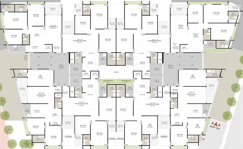 Floor Plan of Komal Luxuria in Paldi, Ahmedabad - Image 93263