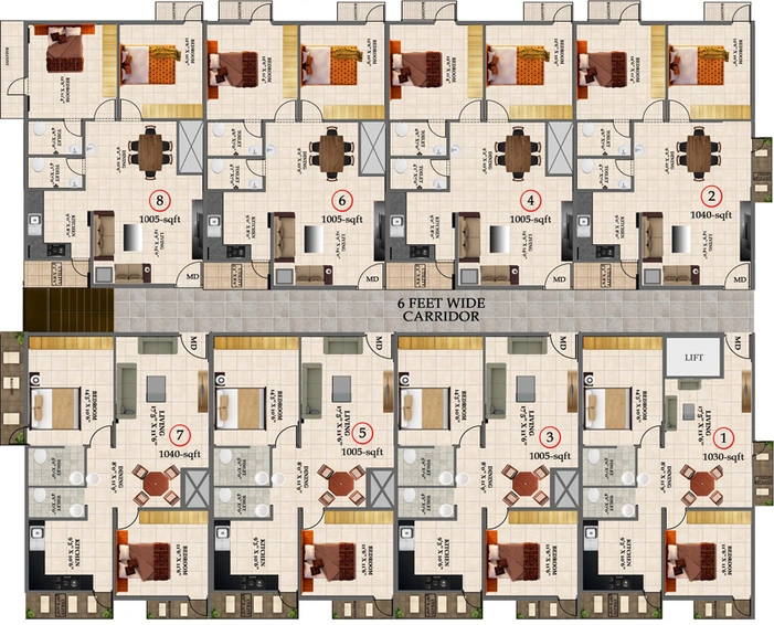 Floor Plan of Indus Sangam Galaxy in Kothnur, Bangalore - Image 142302
