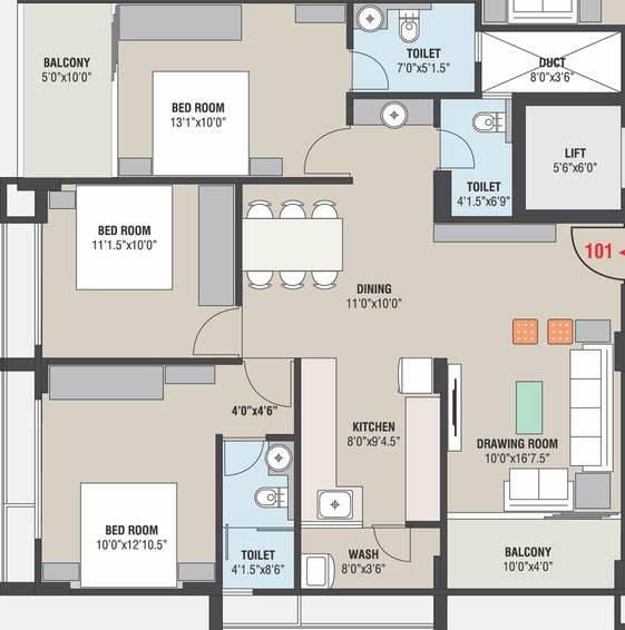 3 BHK Flat in Kaival Grand Riviera in Paldi, Ahmedabad - Image 664146