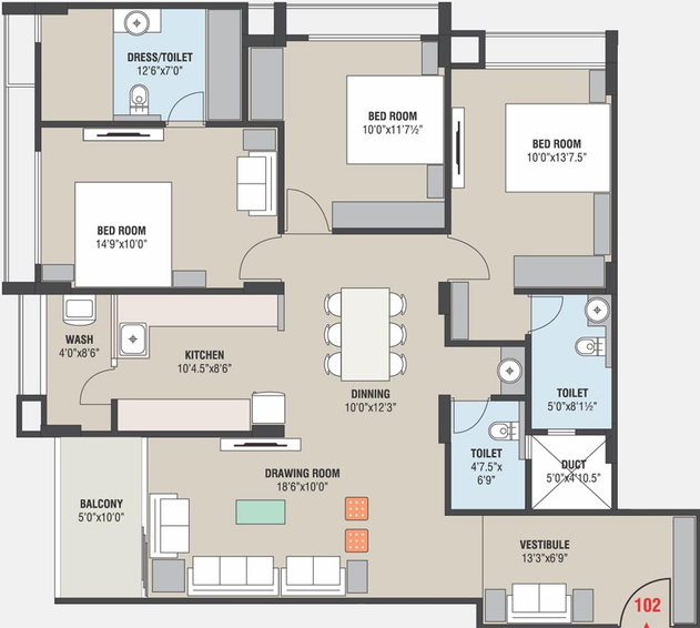 3 BHK Flat in Kaival Grand Riviera in Paldi, Ahmedabad - Image 664147