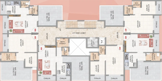 Floor Plan of Jinay SM Palace in Taloja, Navi Mumbai - Image 142563