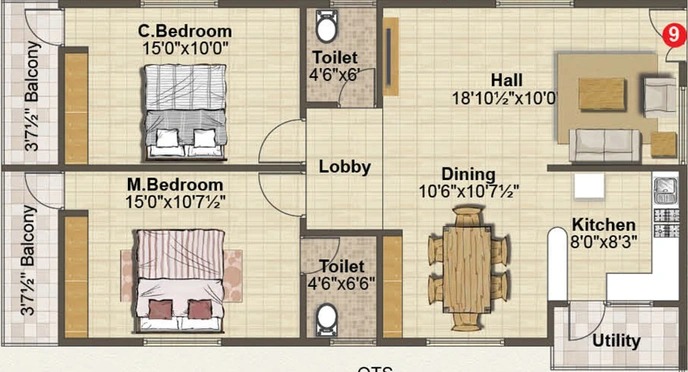 2 BHK Flat in Venkys Varanasi Varasiddhi in Ramamurthy Nagar, Bangalore - Image 807638