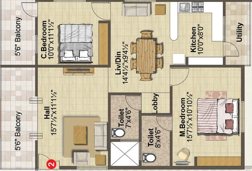 2 BHK Flat in Venkys Varanasi Varasiddhi in Ramamurthy Nagar, Bangalore - Image 807639