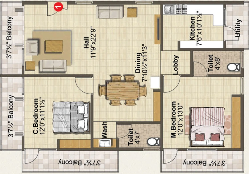 2 BHK Flat in Venkys Varanasi Varasiddhi in Ramamurthy Nagar, Bangalore - Image 807640