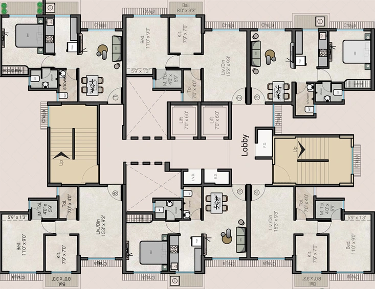 Floor Plan of Siddhivinayak Signature City - Darshan in Kharghar, Navi Mumbai - Image 142559