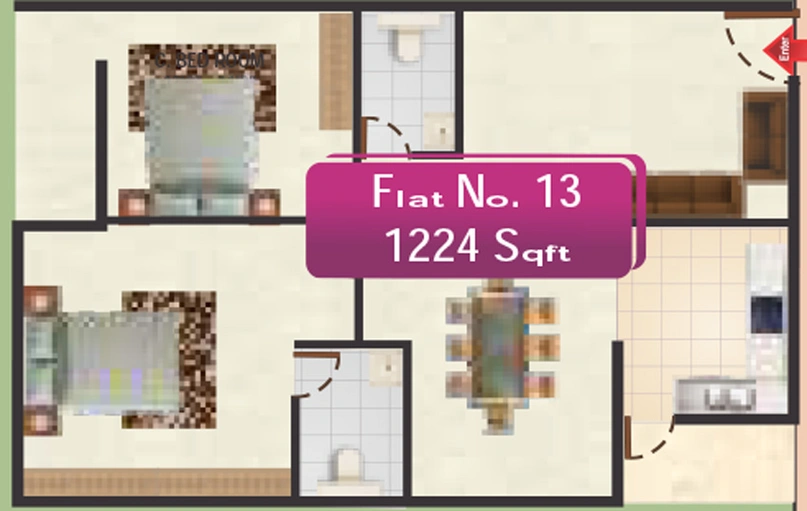 2 BHK Flat in SR Sai Ram Residency in Sarjapur, Bangalore - Image 807669