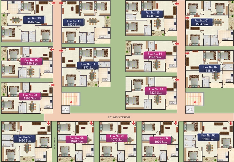 Floor Plan of SR Sai Ram Residency in Sarjapur, Bangalore - Image 142405