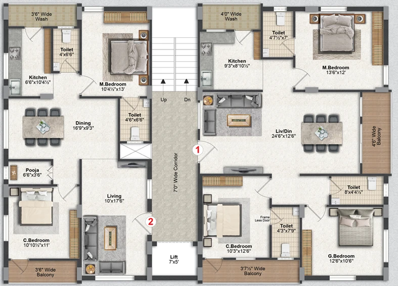 Floor Plan of Credon Balaji Harmony in Bandlaguda Jagir, Hyderabad - Image 142440