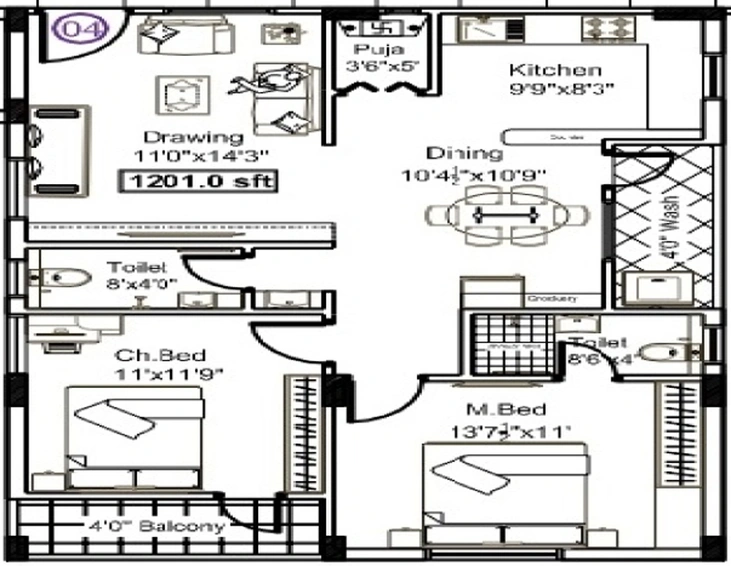 2 BHK Flat in Gayathri Naiomi in Nizampet, Hyderabad - Image 807723