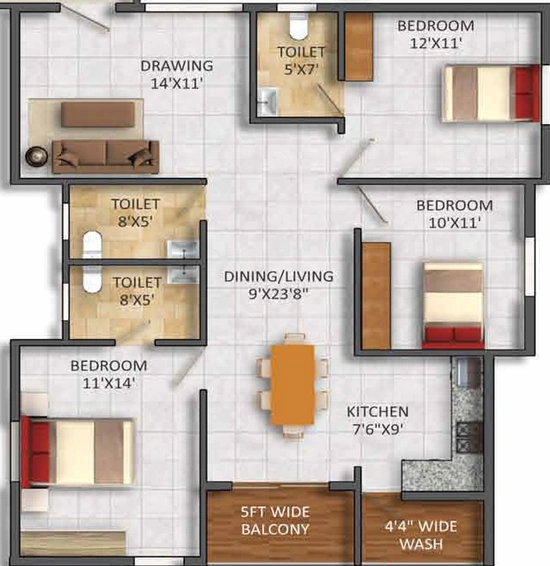 3 BHK Flat in SVS Springs in Maragondanahalli, Bangalore - Image 807835