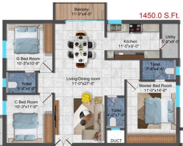 3 BHK Flat in Gruhitha Lavender Sky in Kollur, Hyderabad - Image 807855