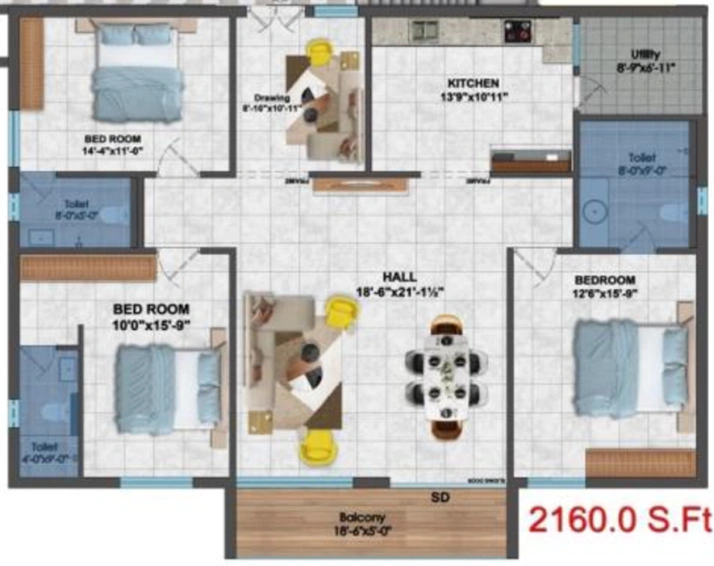 3 BHK Flat in Gruhitha Lavender Sky in Kollur, Hyderabad - Image 807857