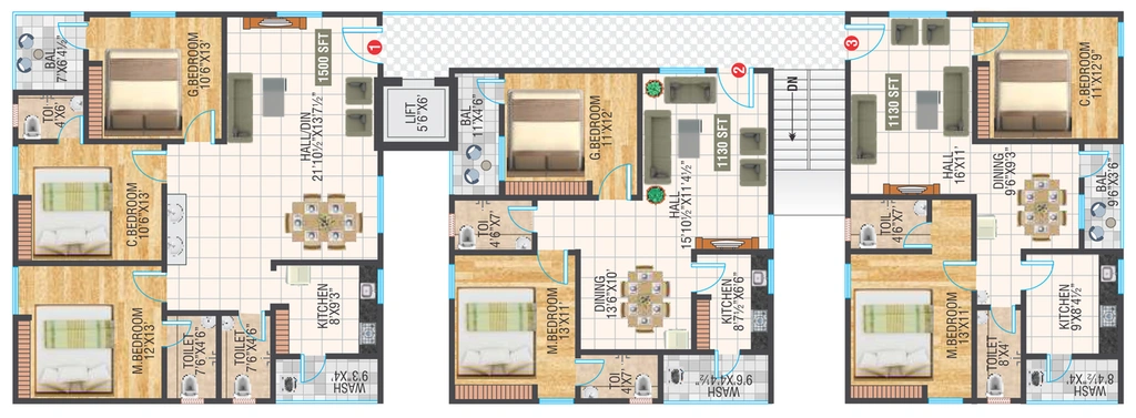 Floor Plan of Jay Sunshine Square in Ameenpur, Hyderabad - Image 143154