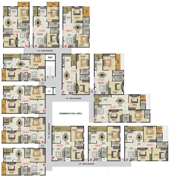 Floor Plan of Sri Balaji Emerald in Hennur Road, Bangalore - Image 143309