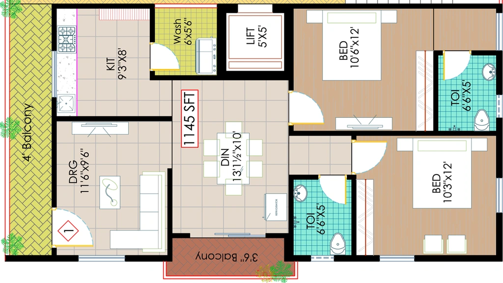 2 BHK Flat in Nestcon Coral in Kanajiguda, Hyderabad - Image 807940