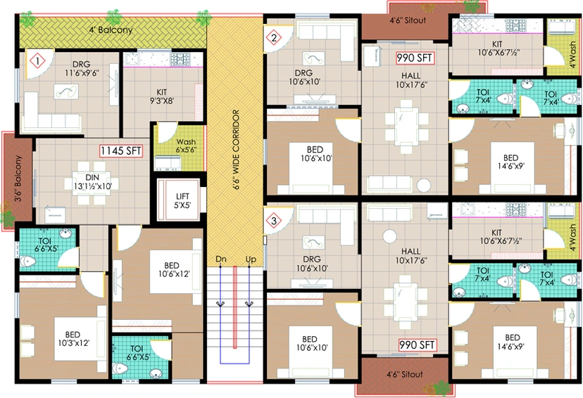 Floor Plan of Nestcon Coral in Kanajiguda, Hyderabad - Image 143328